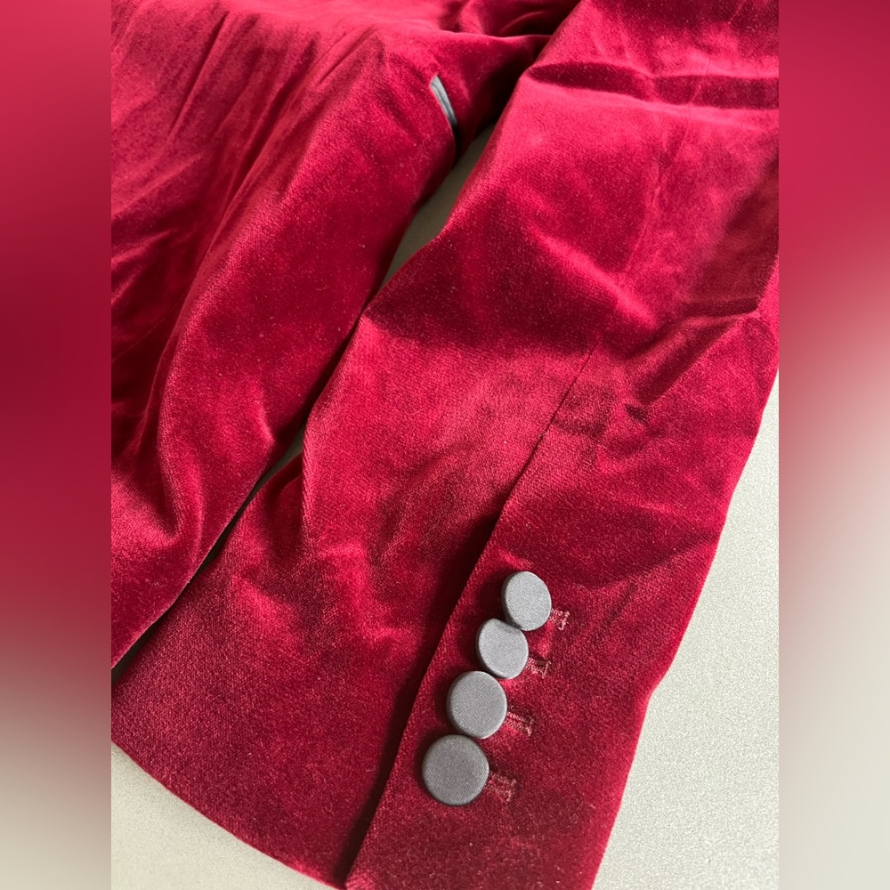 Reiss Maroon Velvet Tuxedo Style Blazer - Picture 10 of 11